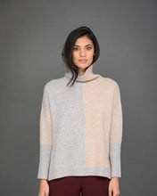 Load image into Gallery viewer, Two-Tone Roll Neck Cashmere Jumper